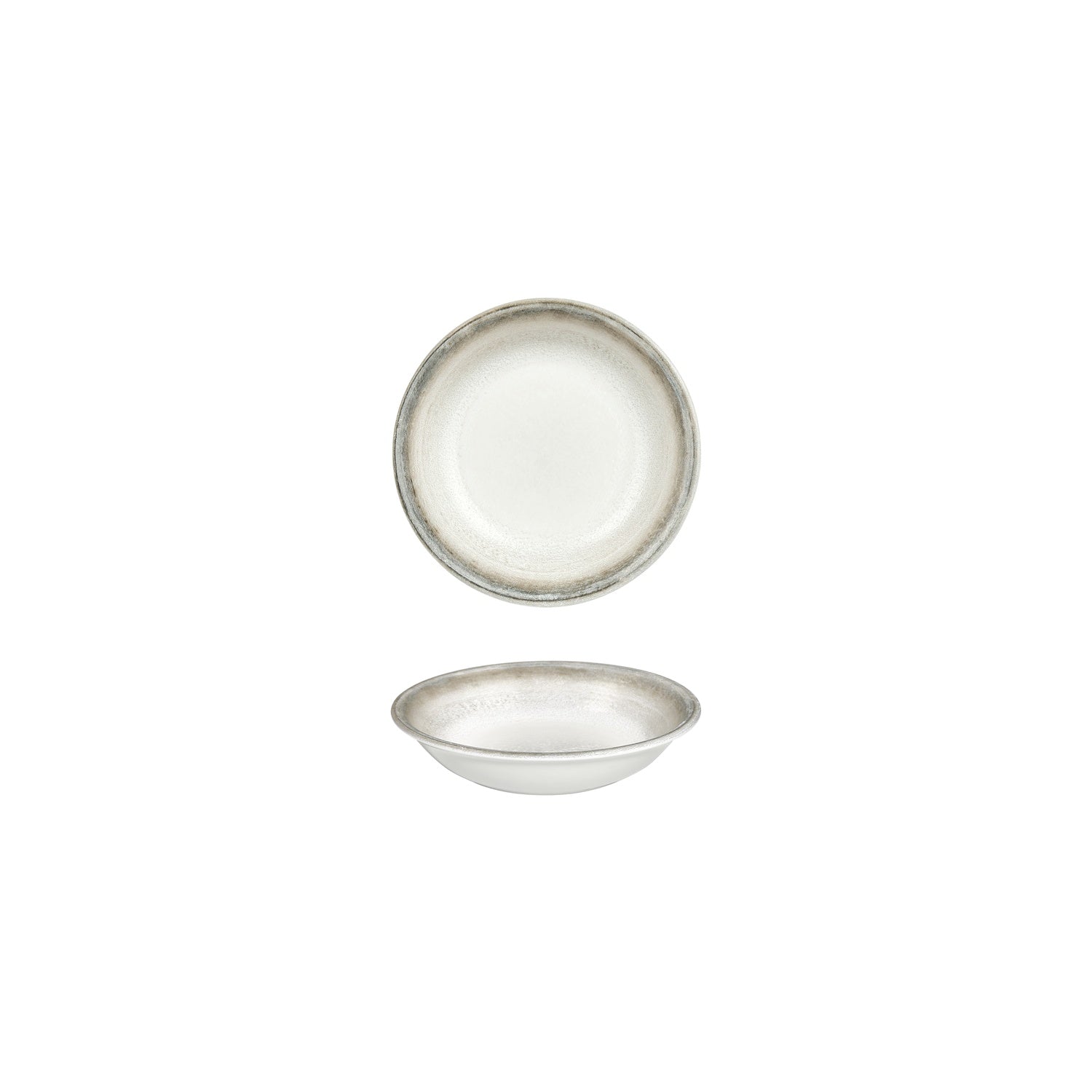 Ephyra dia.6" h:1.25" 7 oz. Round Gray Vitrified Deep Plate (Set of 4)