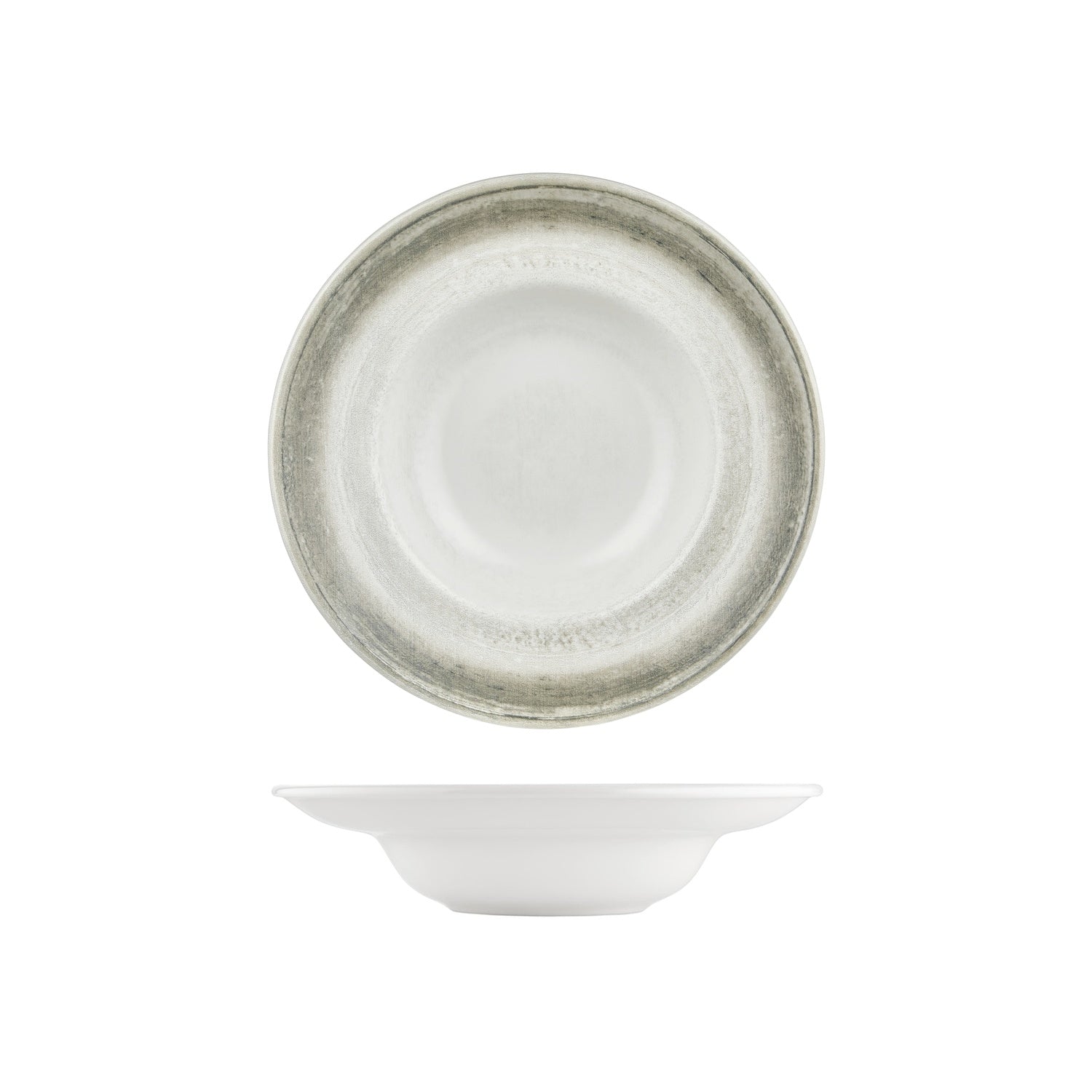 Ephyra dia.10.75" h:2.5" 17 oz. Round Gray Vitrified Deep Plate (Set of 6)