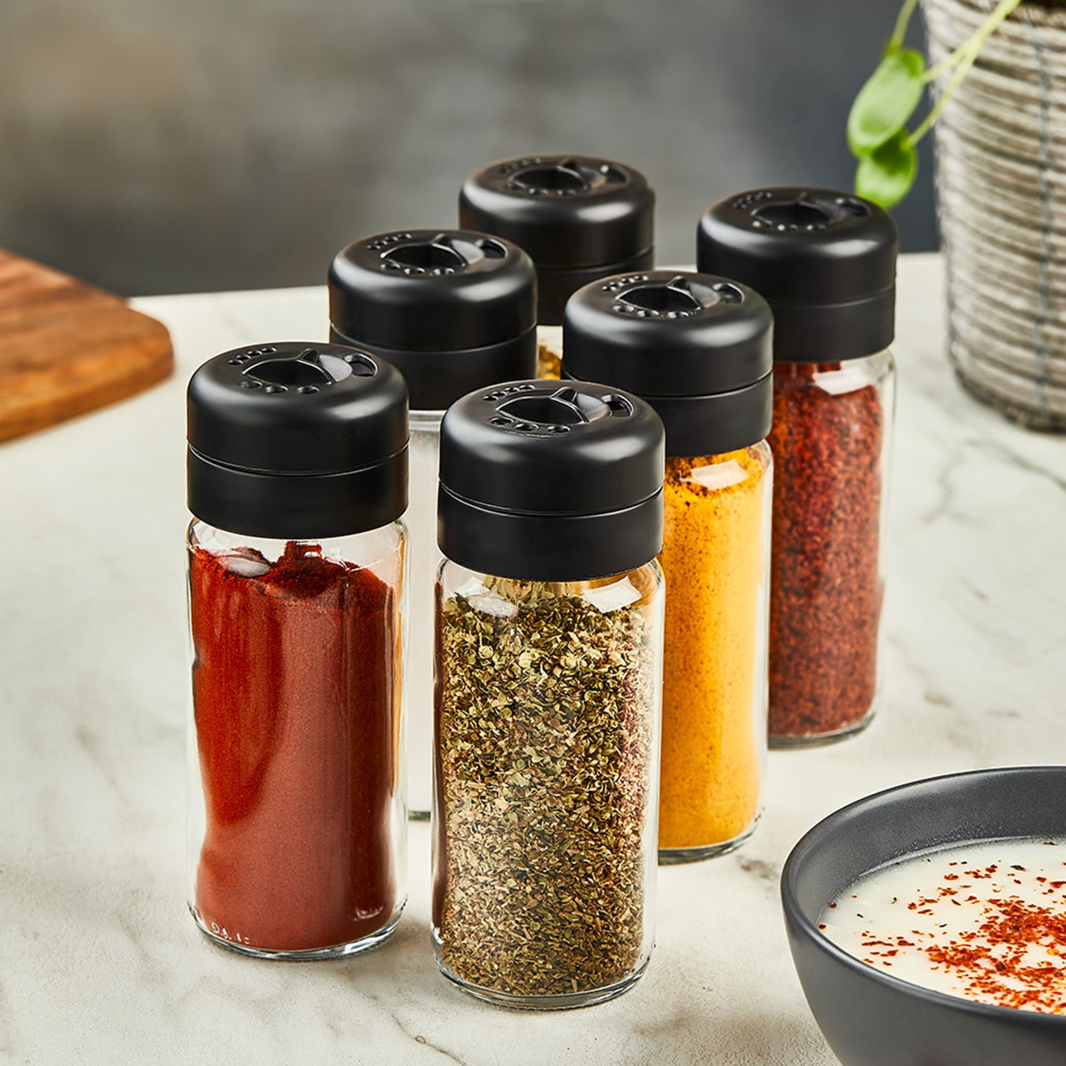 Glass Spice Shaker Set (Set of 6)