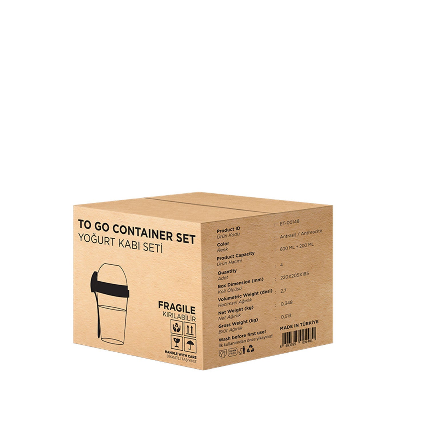 To Go Yogurt & Cereal Containers With Spoon (Set of 4)