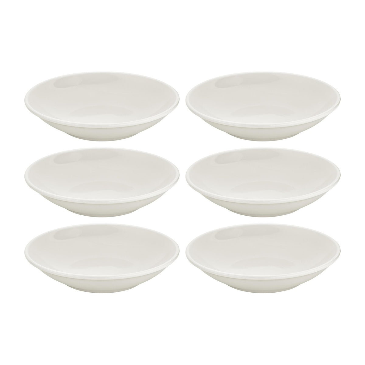 Gourmet dia.9" h:1.75" 34 oz. Round Warm White Vitrified Deep Plate (Set of 6)