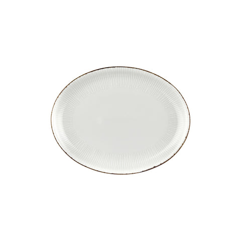 Grace 12.25" x 9.5" x h:1" Oval Brown Vitrified Platter (1 each)