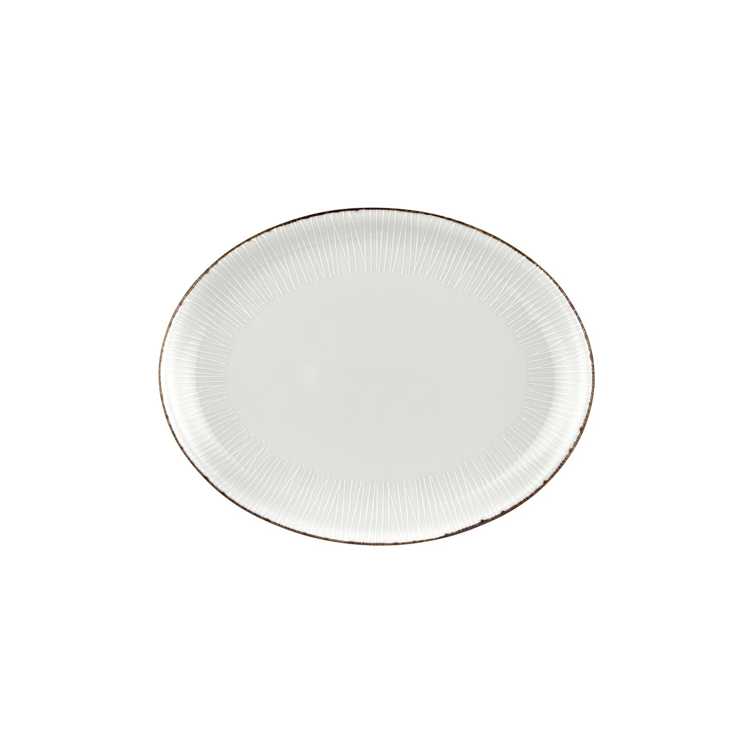 Grace 12.25" x 9.5" x h:1" Oval Brown Vitrified Platter (1 each)