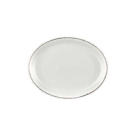 Grace 12.25" x 9.5" x h:1" Oval Brown Vitrified Platter (1 each)