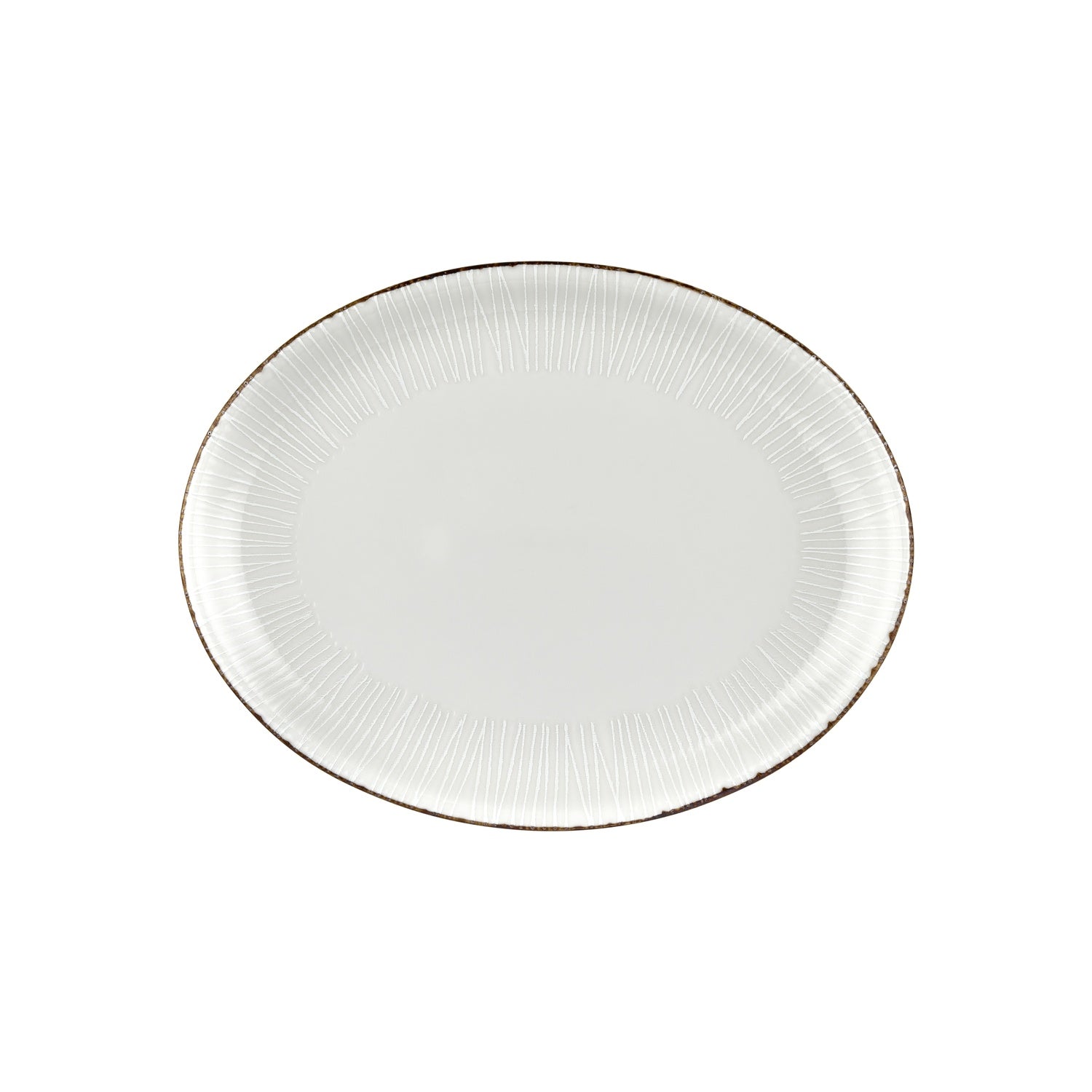 Grace 14.25" x 11" x h:1.25" Oval Brown Vitrified Platter (1 each)