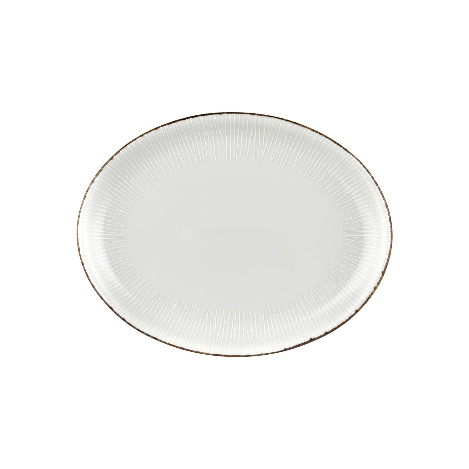 Grace 14.25" x 11" x h:1.25" Oval Brown Vitrified Platter (1 each)