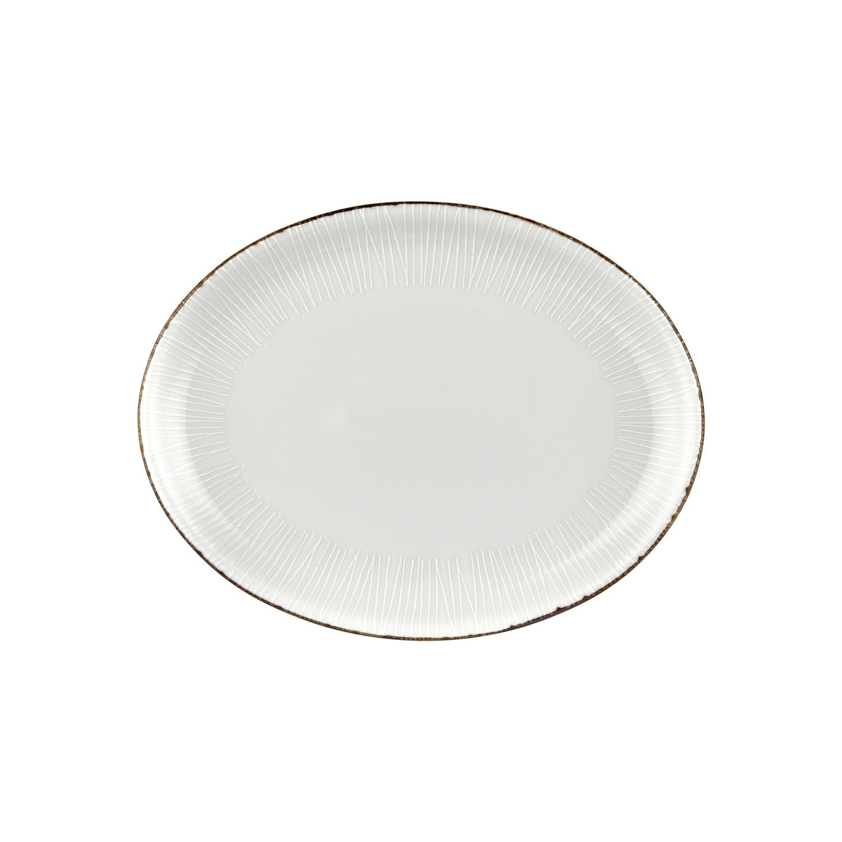 Grace 14.25" x 11" x h:1.25" Oval Brown Vitrified Platter (1 each)