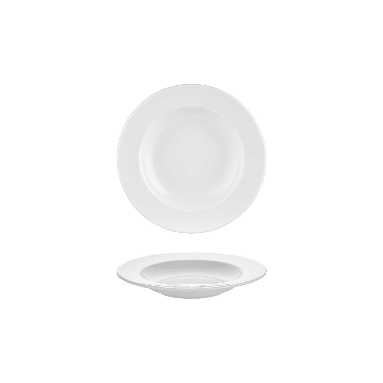 Gourmet dia.8.25" h:0" 6 oz. Round Warm White Vitrified Deep Plate (Set of 4)