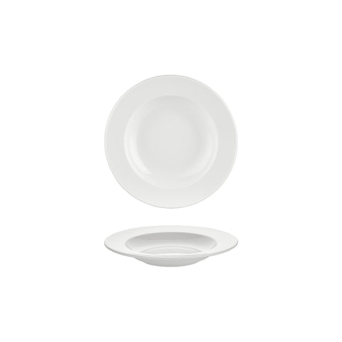 Gourmet dia.8.25" h:0" 6 oz. Round Warm White Vitrified Deep Plate (Set of 4)