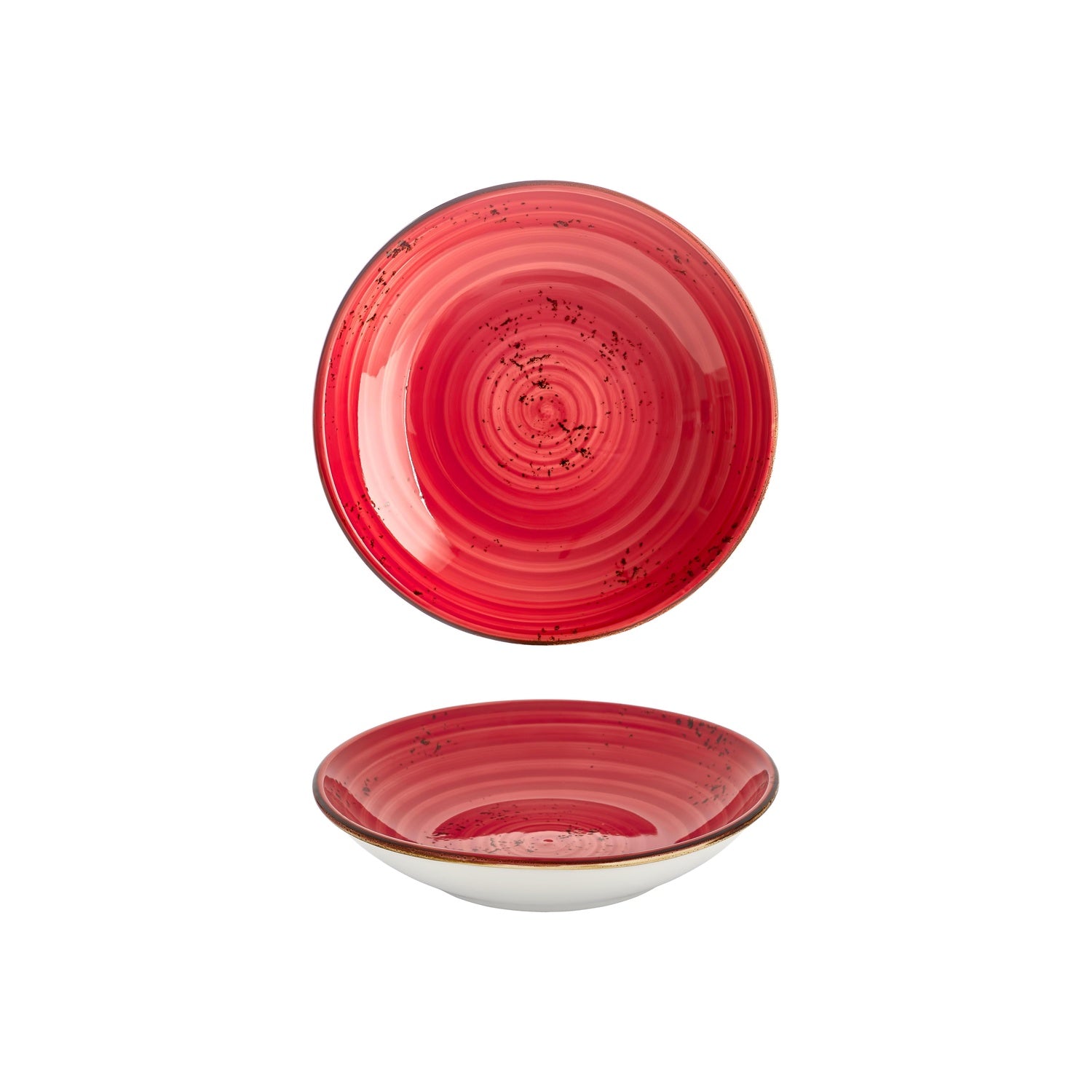 Ardent dia.9" h:1.75" 34 oz. Round Red Vitrified Deep Plate (Set of 6)