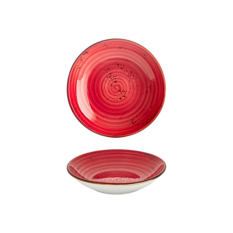 Ardent dia.9" h:1.75" 34 oz. Round Red Vitrified Deep Plate (Set of 6)