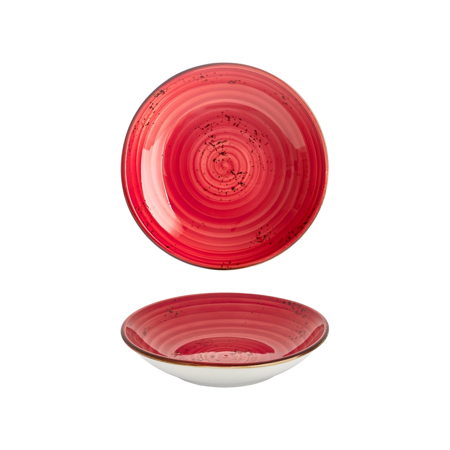 Ardent dia.9.75" h:2" 44 oz. Round Red Vitrified Deep Plate (Set of 6)