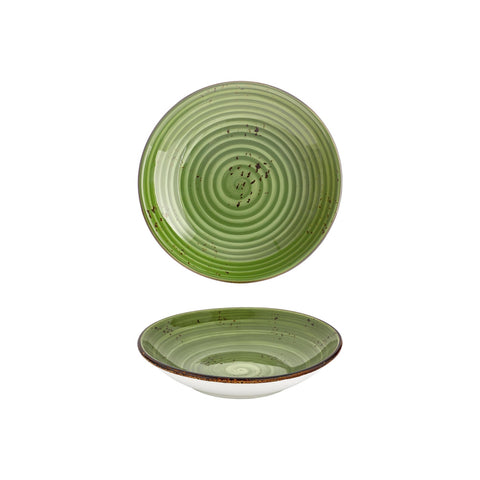 Breeze dia.9" h:1.75" 34 oz. Round Green Vitrified Deep Plate (Set of 6)