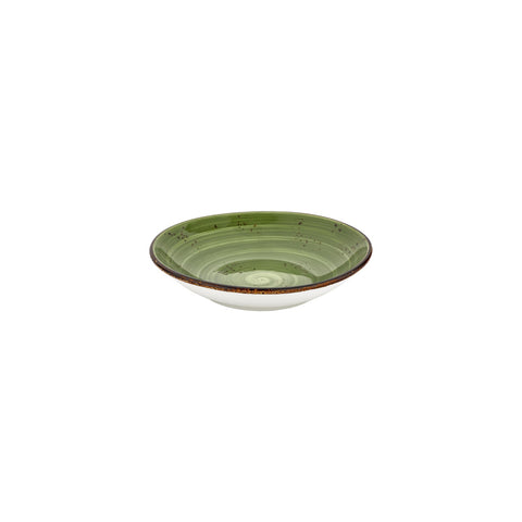 Breeze dia.9" h:1.75" 34 oz. Round Green Vitrified Deep Plate (Set of 6)