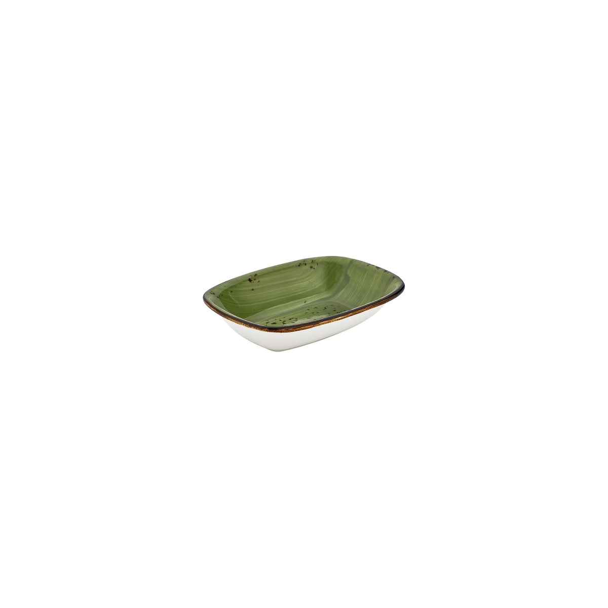 Breeze 5.5" x 4" x h:0" Rectangular Green Vitrified Deep Plate (Set of 4)