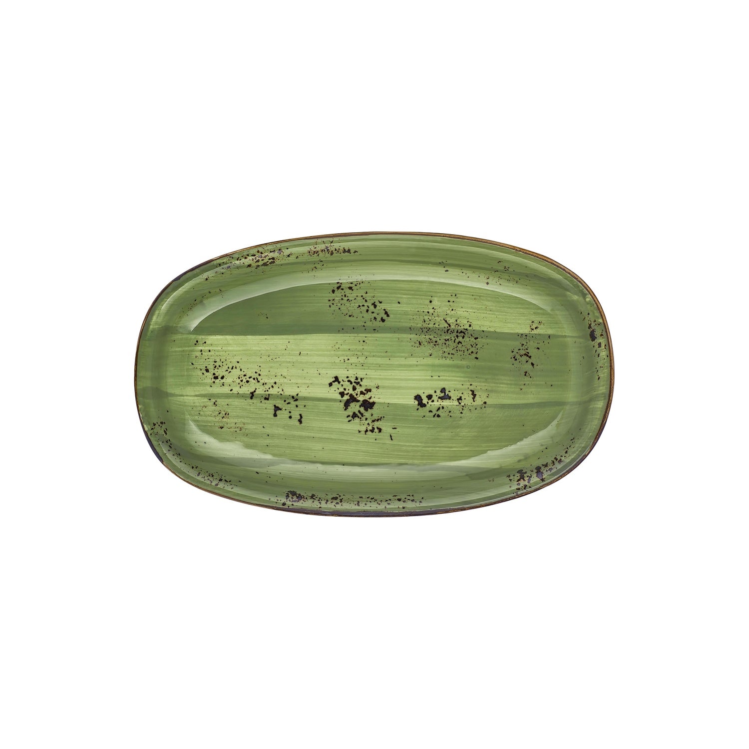 Breeze 13.5" x 8" x h:1.5" Oval Green Vitrified Platter (1 each)