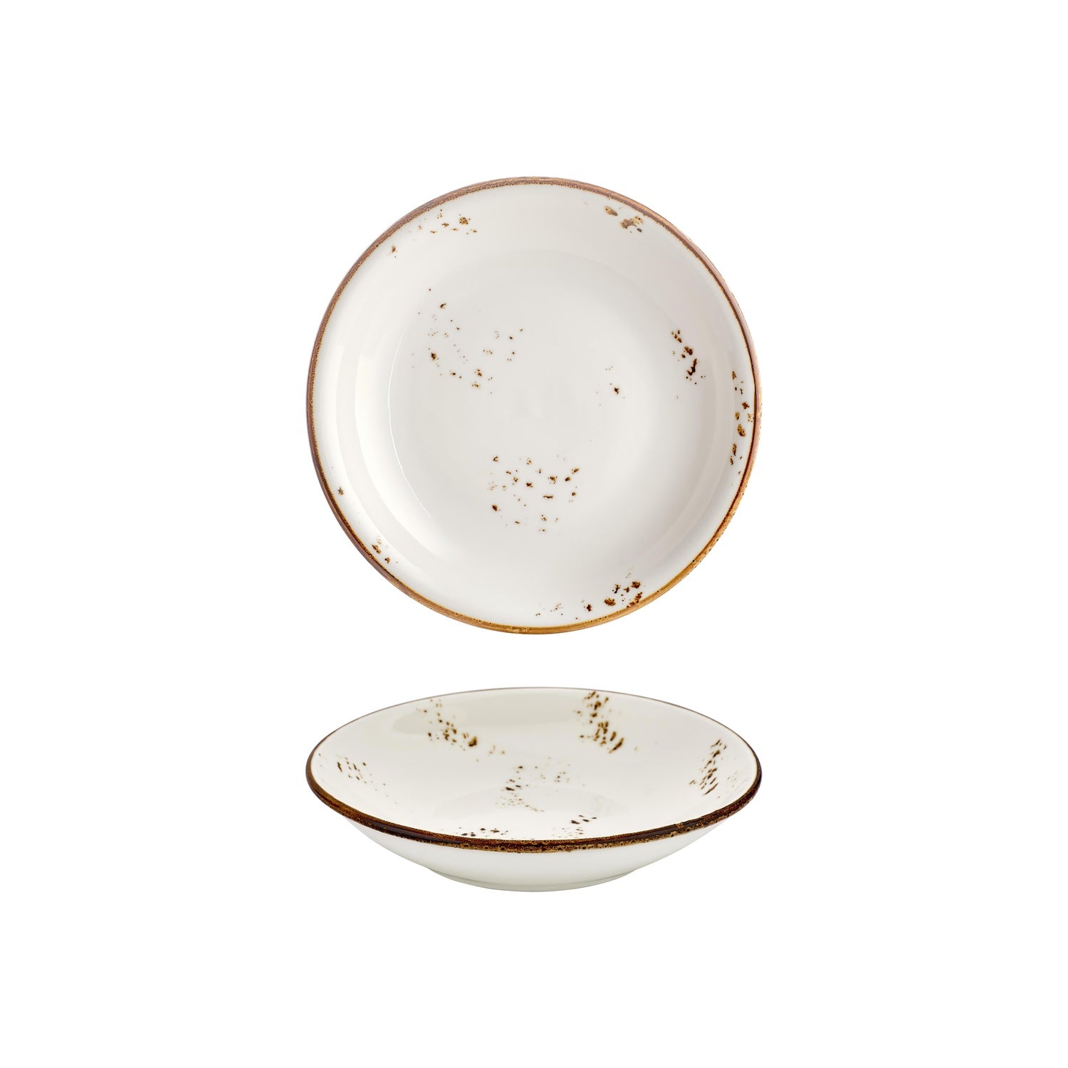 Harmony Elegance dia.9" h:1.75" 34 oz. Round Brown Vitrified Deep Plate (Set of 6)