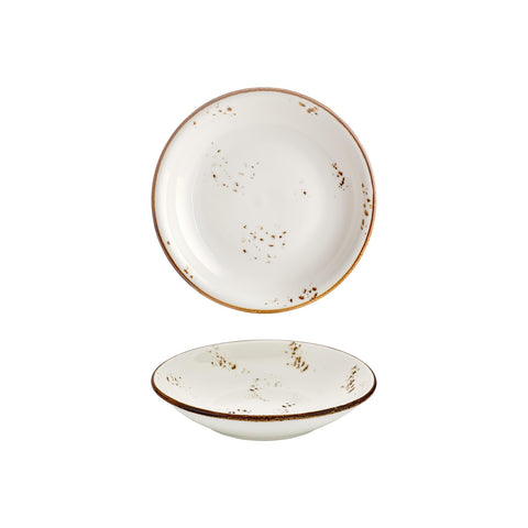Harmony Elegance dia.9" h:1.75" 34 oz. Round Brown Vitrified Deep Plate (Set of 6)