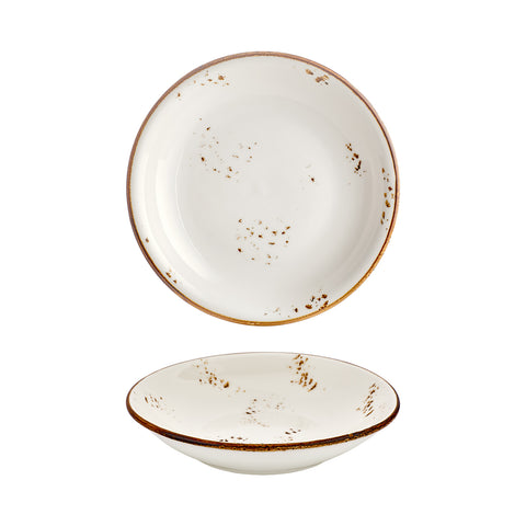 Harmony Elegance dia.11" h:0" 57 oz. Round Brown Vitrified Deep Plate (Set of 6)