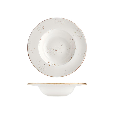 Harmony Elegance dia.11" h:2.25" 16 oz. Round Brown Vitrified Deep Plate (Set of 6)