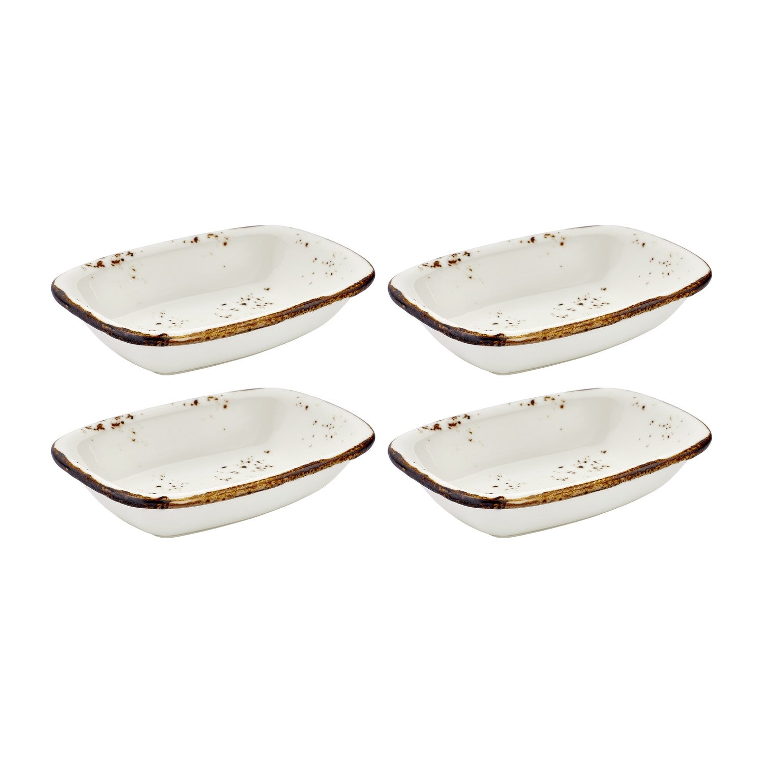 Harmony Elegance 4.75" x 3.25" x h:0" Rectangular Brown Vitrified Deep Plate (Set of 4)