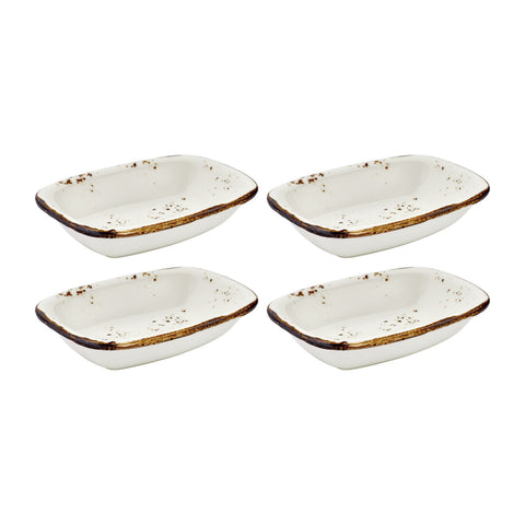 Harmony Elegance 4.75" x 3.25" x h:0" Rectangular Brown Vitrified Deep Plate (Set of 4)