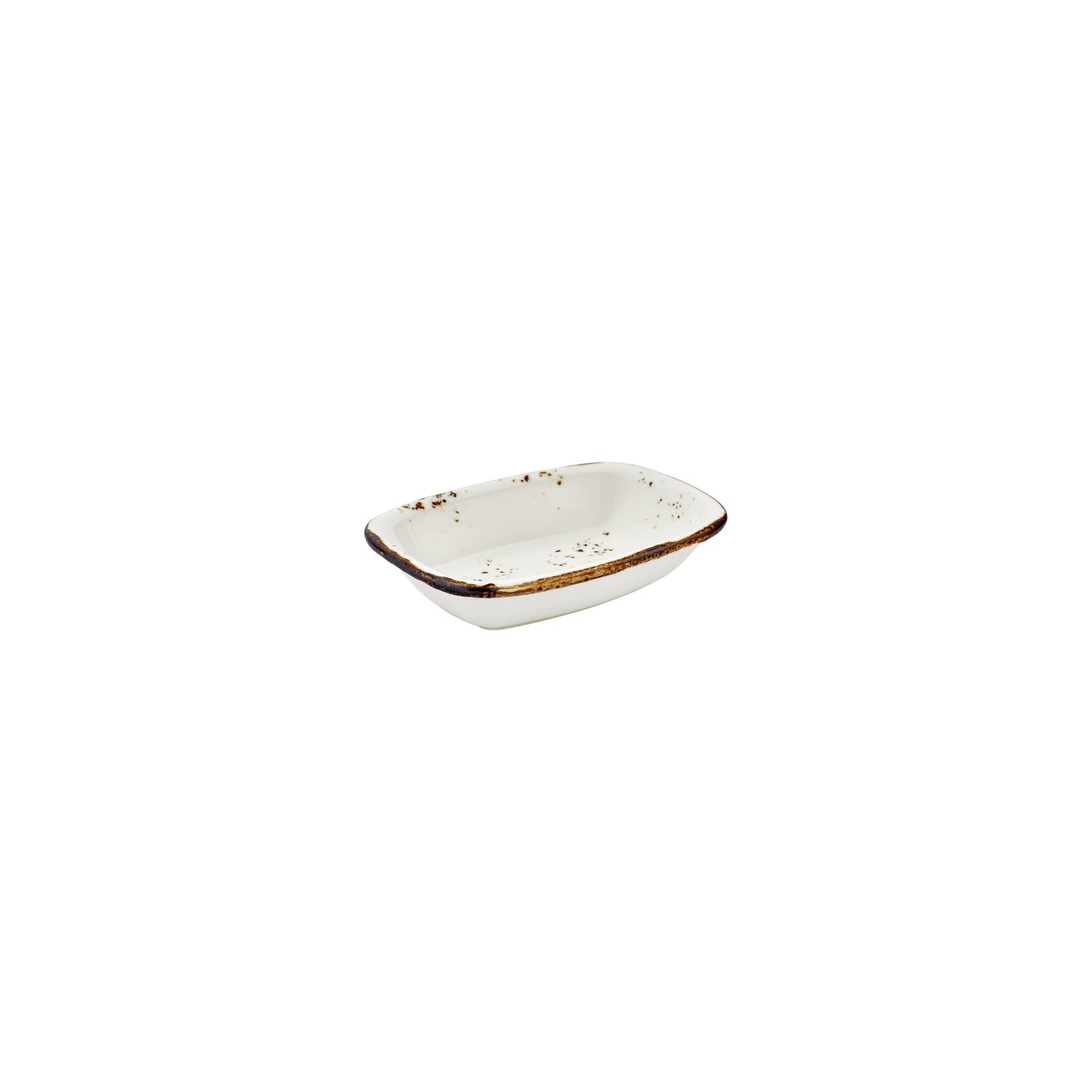 Harmony Elegance 6.25" x 4.25" x h:0" Rectangular Brown Vitrified Deep Plate (Set of 4)