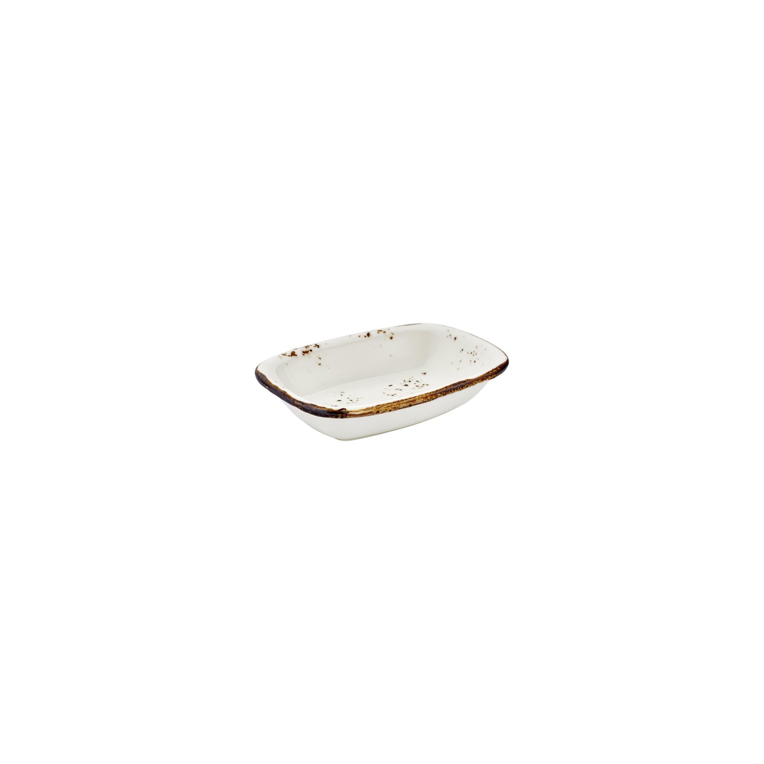Harmony Elegance 6.25" x 4.25" x h:0" Rectangular Brown Vitrified Deep Plate (Set of 4)