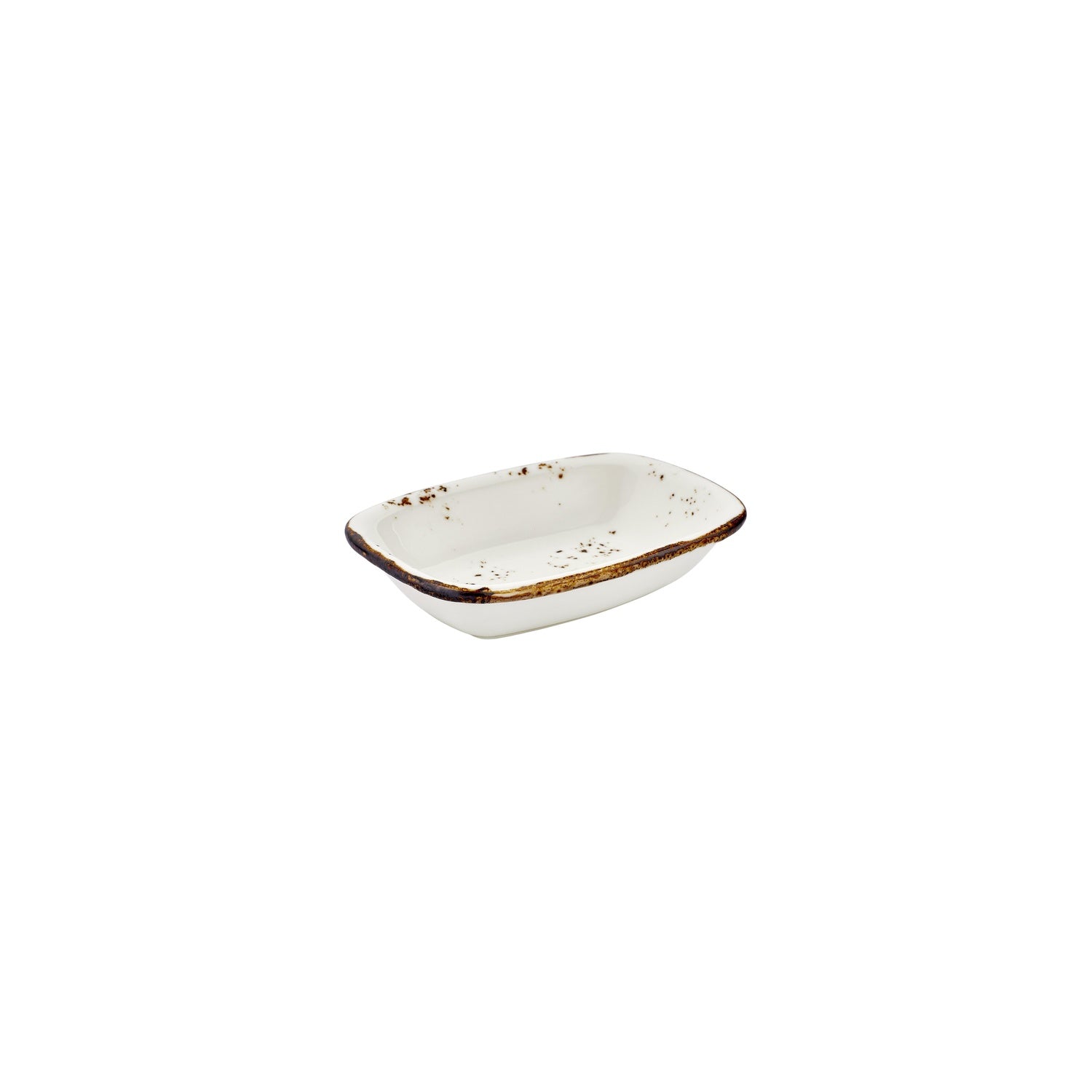 Harmony Elegance 7.75" x 5.5" x h:0" Rectangular Brown Vitrified Deep Plate (Set of 4)