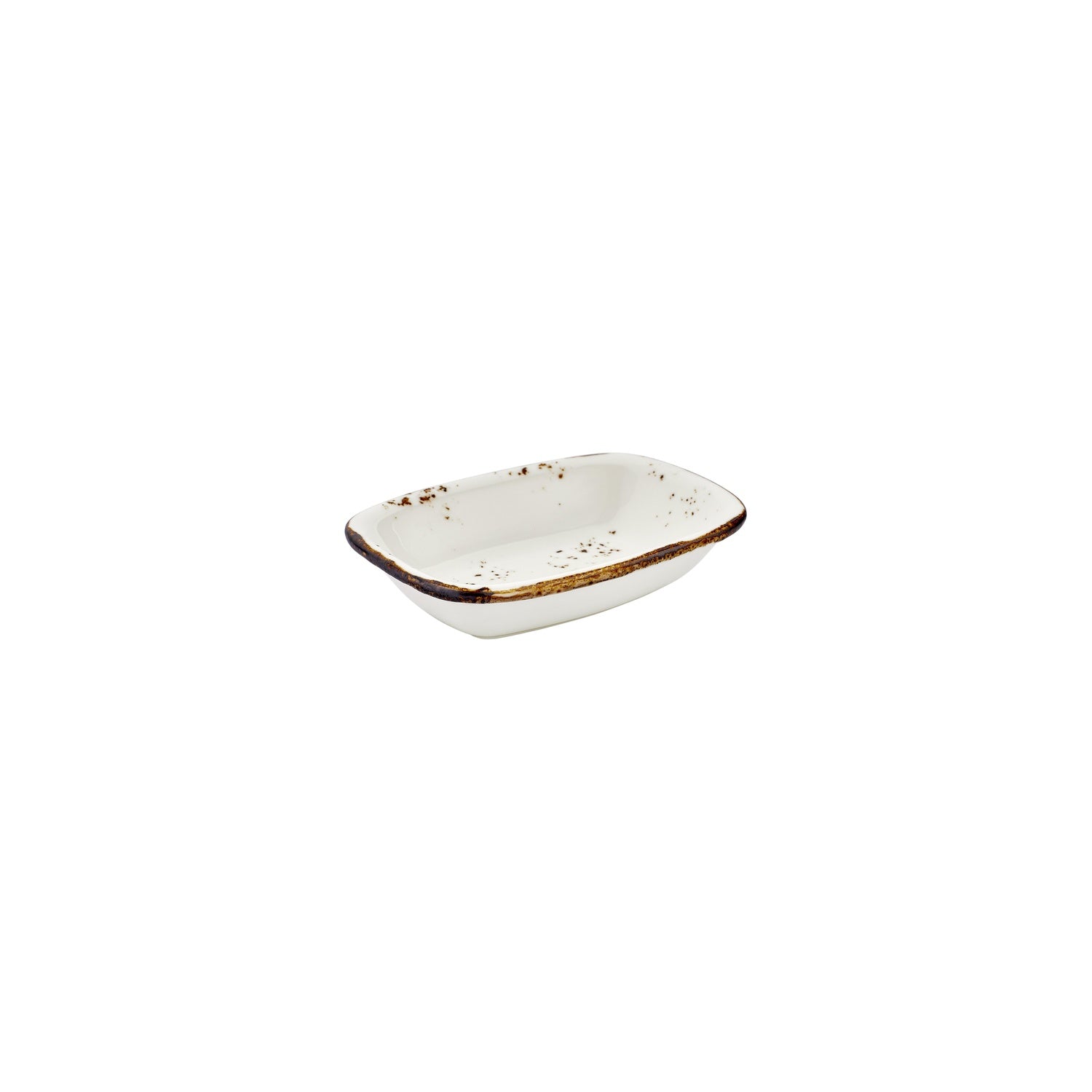 Harmony Elegance 7.75" x 5.5" x h:0" Rectangular Brown Vitrified Deep Plate (Set of 4)