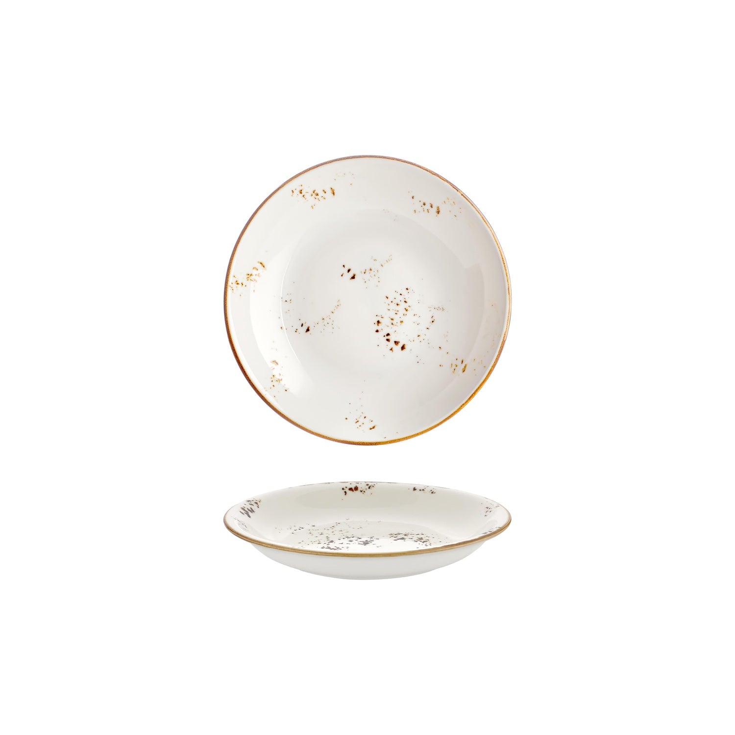 Harmony Elegance dia.8.25" h:0" 17 oz. Round Brown Vitrified Deep Plate (Set of 4)