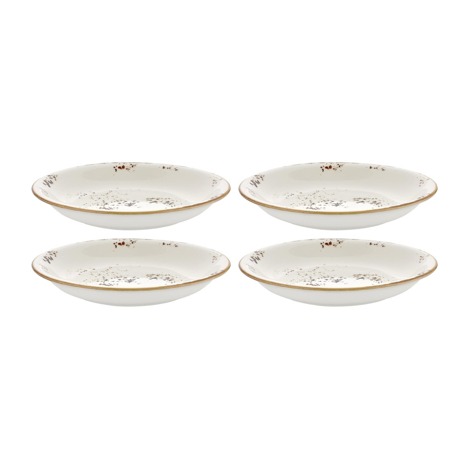 Harmony Elegance dia.8.25" h:0" 17 oz. Round Brown Vitrified Deep Plate (Set of 4)