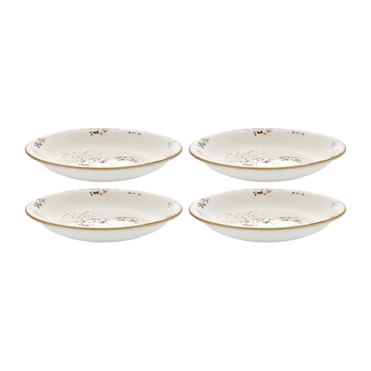Harmony Elegance dia.8.25" h:0" 17 oz. Round Brown Vitrified Deep Plate (Set of 4)