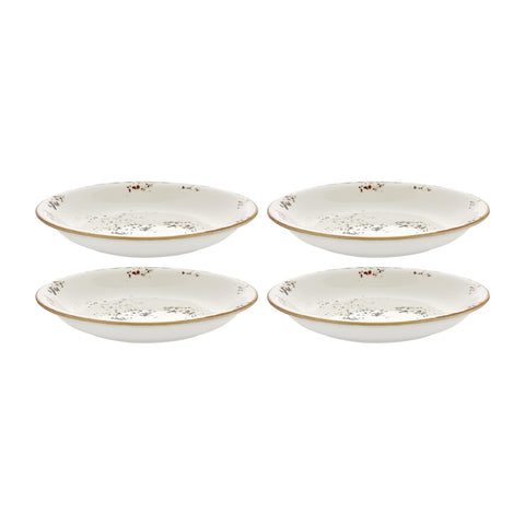 Harmony Elegance dia.8.25" h:0" 17 oz. Round Brown Vitrified Deep Plate (Set of 4)