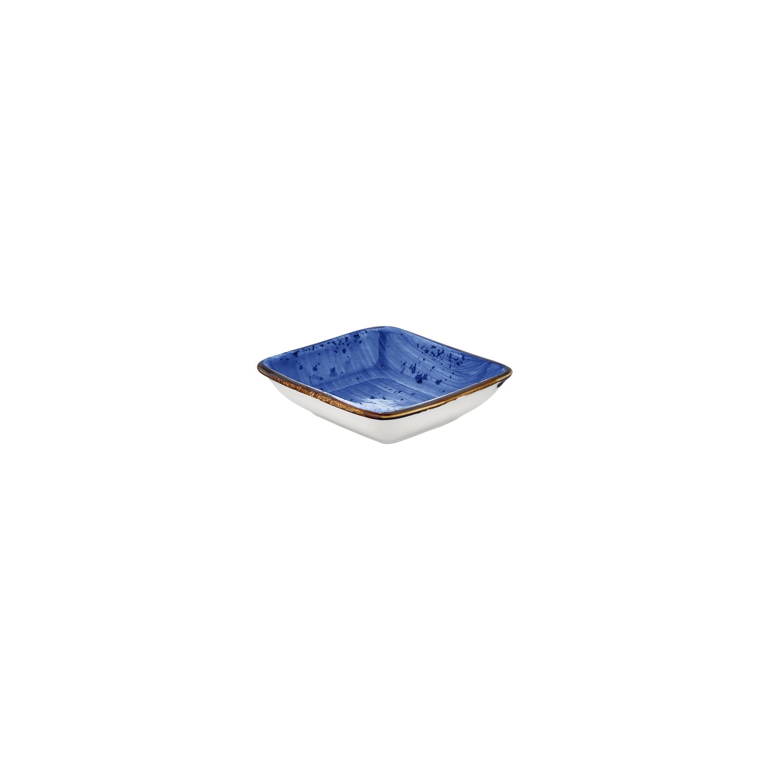 Enigma 4" x 3.5" x h:0.5" 2 oz. Square Blue Vitrified Bowl (Set of 4)