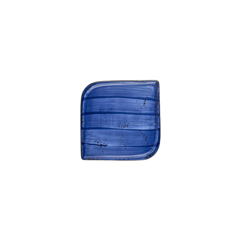 Enigma 6" x 6" Square Blue Vitrified Plate (Set of 4)