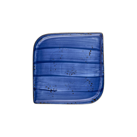 Enigma 11" x 11" Square Blue Vitrified Plate (Set of 6)