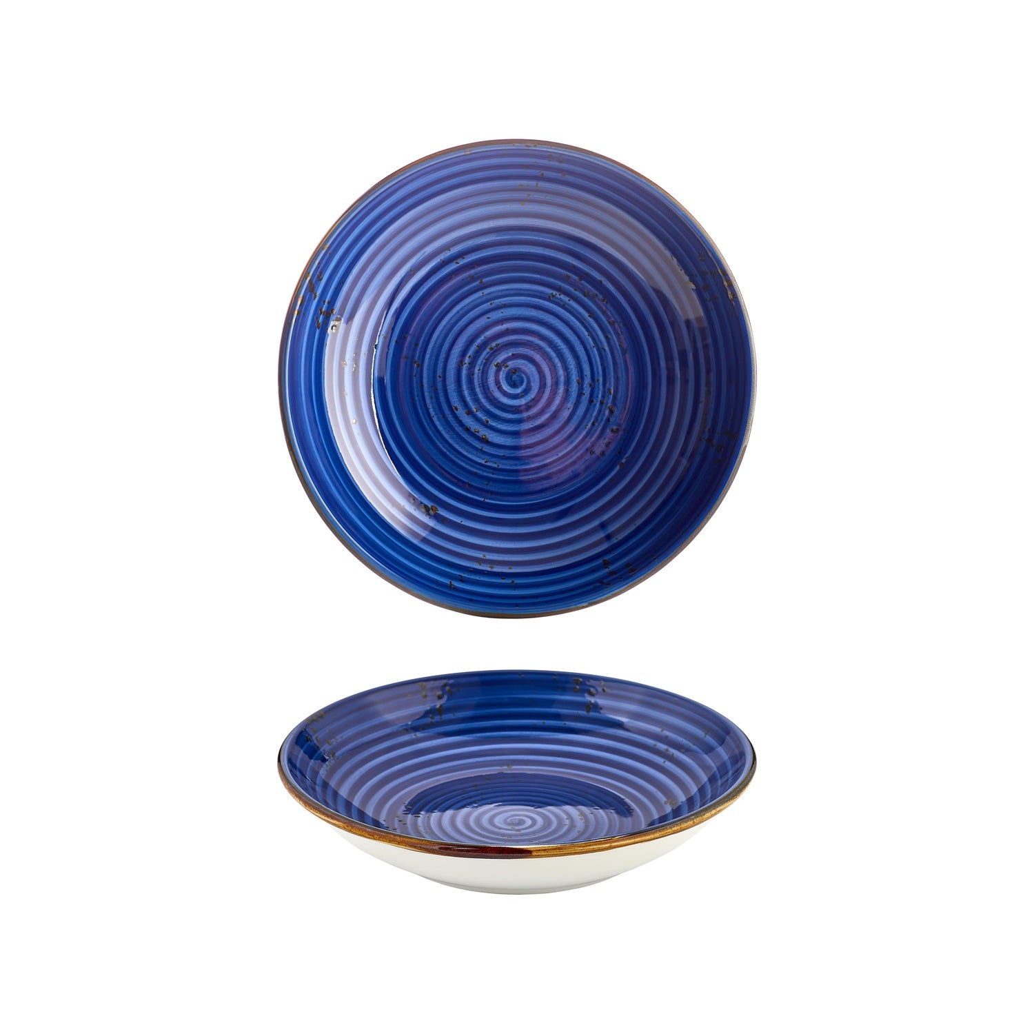 Enigma dia.9.75" h:2" 44 oz. Round Blue Vitrified Deep Plate (Set of 6)