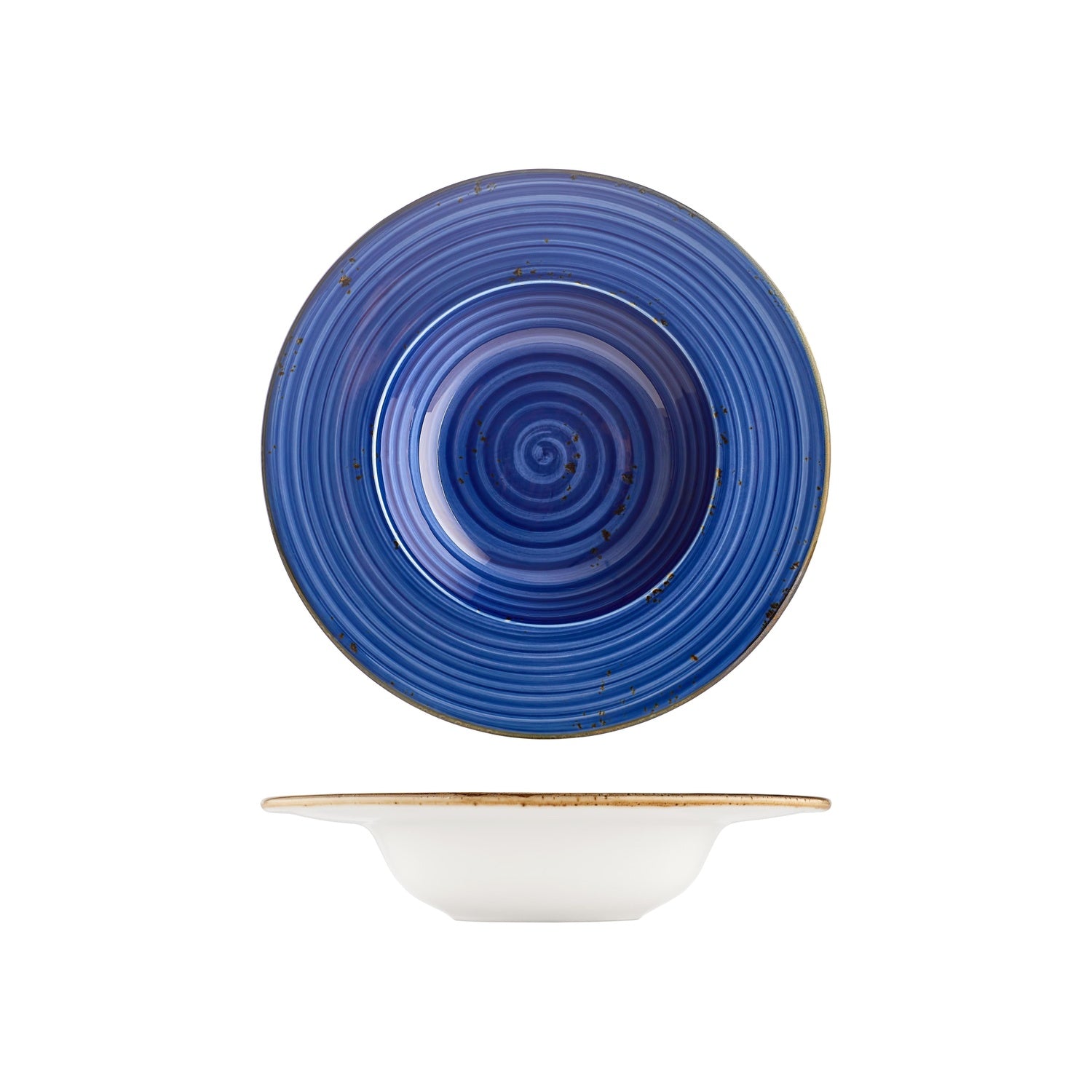 Enigma dia.11" h:2.25" 16 oz. Round Blue Vitrified Deep Plate (Set of 6)