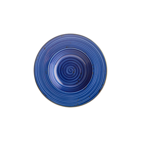 Enigma dia.11" h:2.25" 16 oz. Round Blue Vitrified Deep Plate (Set of 6)