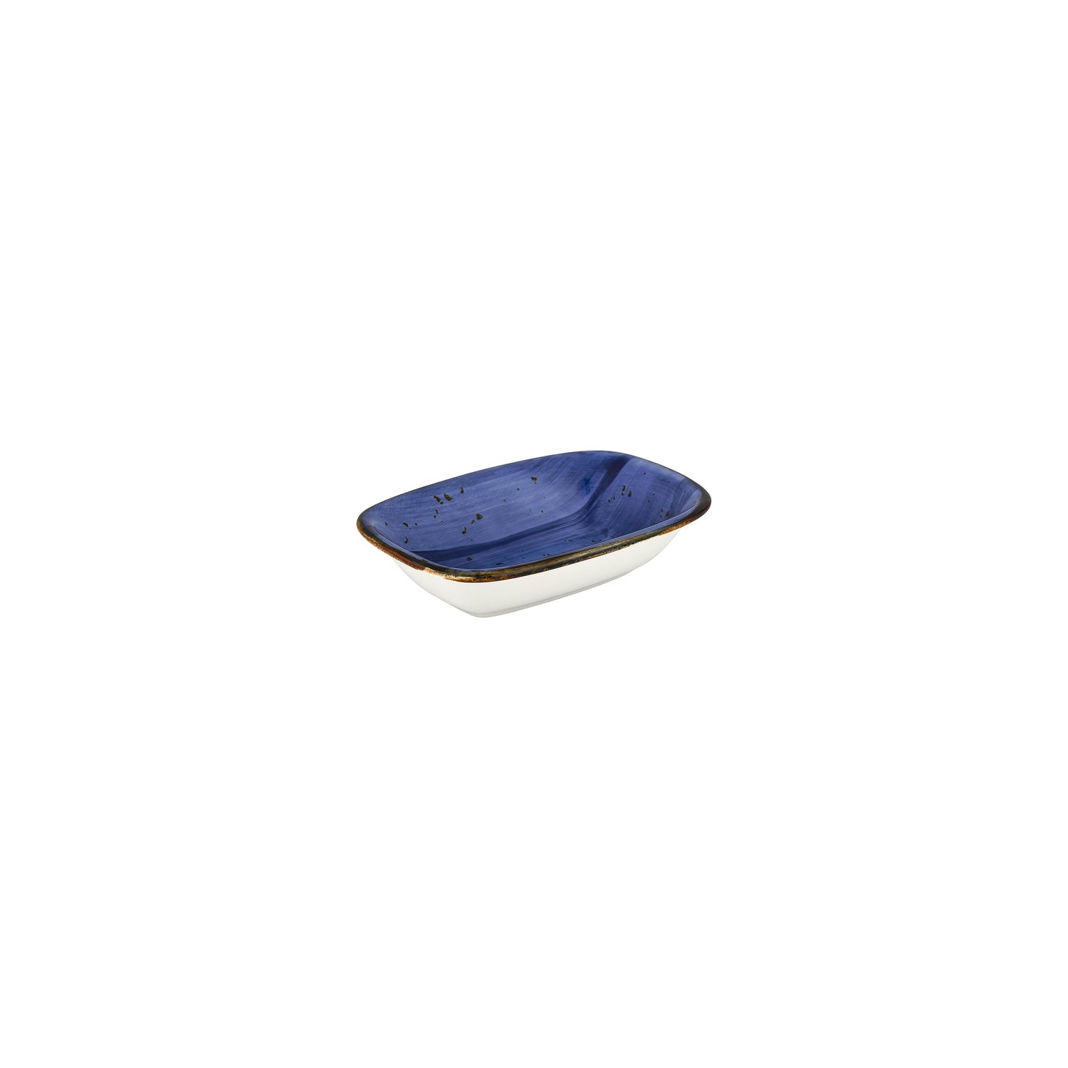 Enigma 5.5" x 4" x h:0" Rectangular Blue Vitrified Deep Plate (Set of 4)