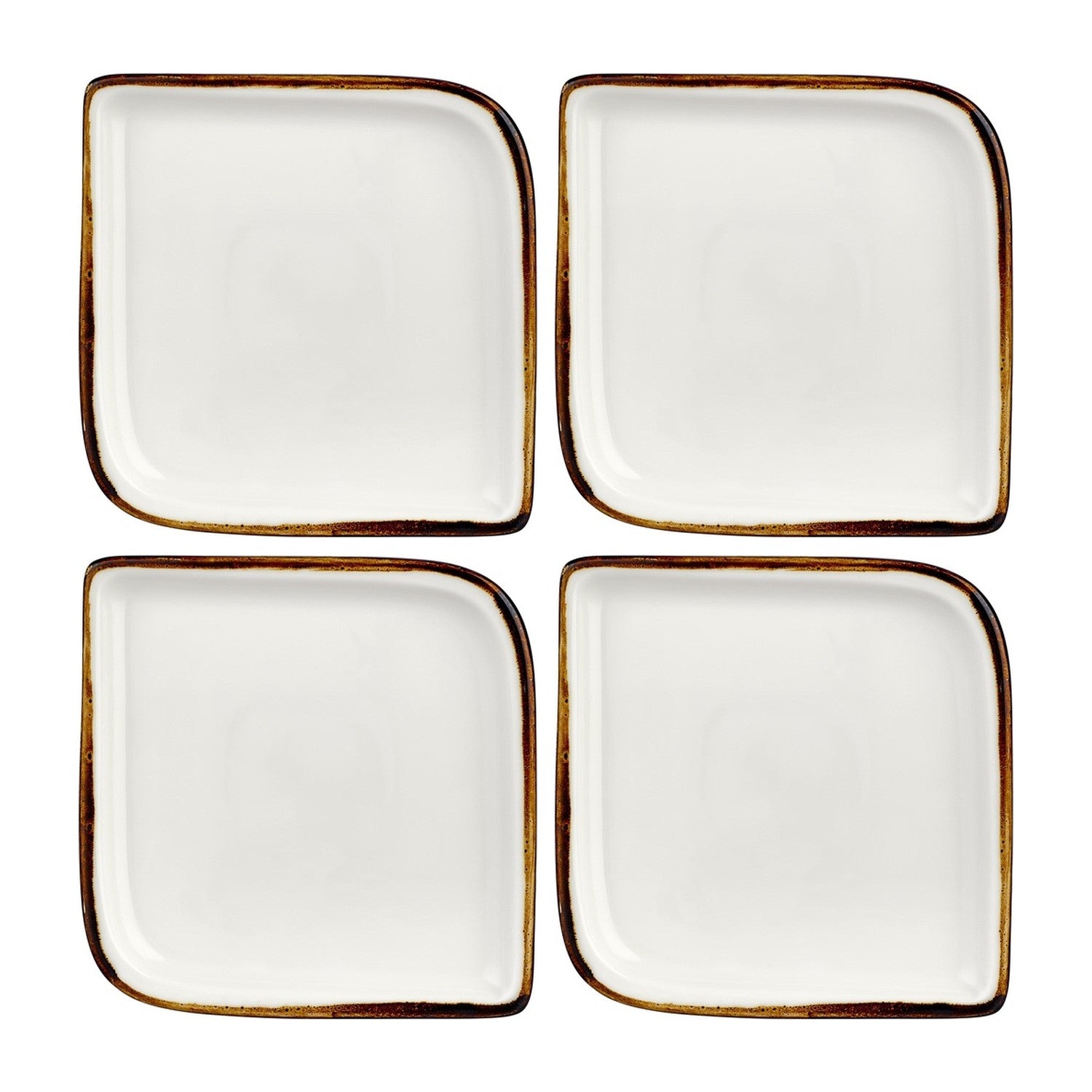 Gleam 6" x 6" Square Brown Vitrified Plate (Set of 4)