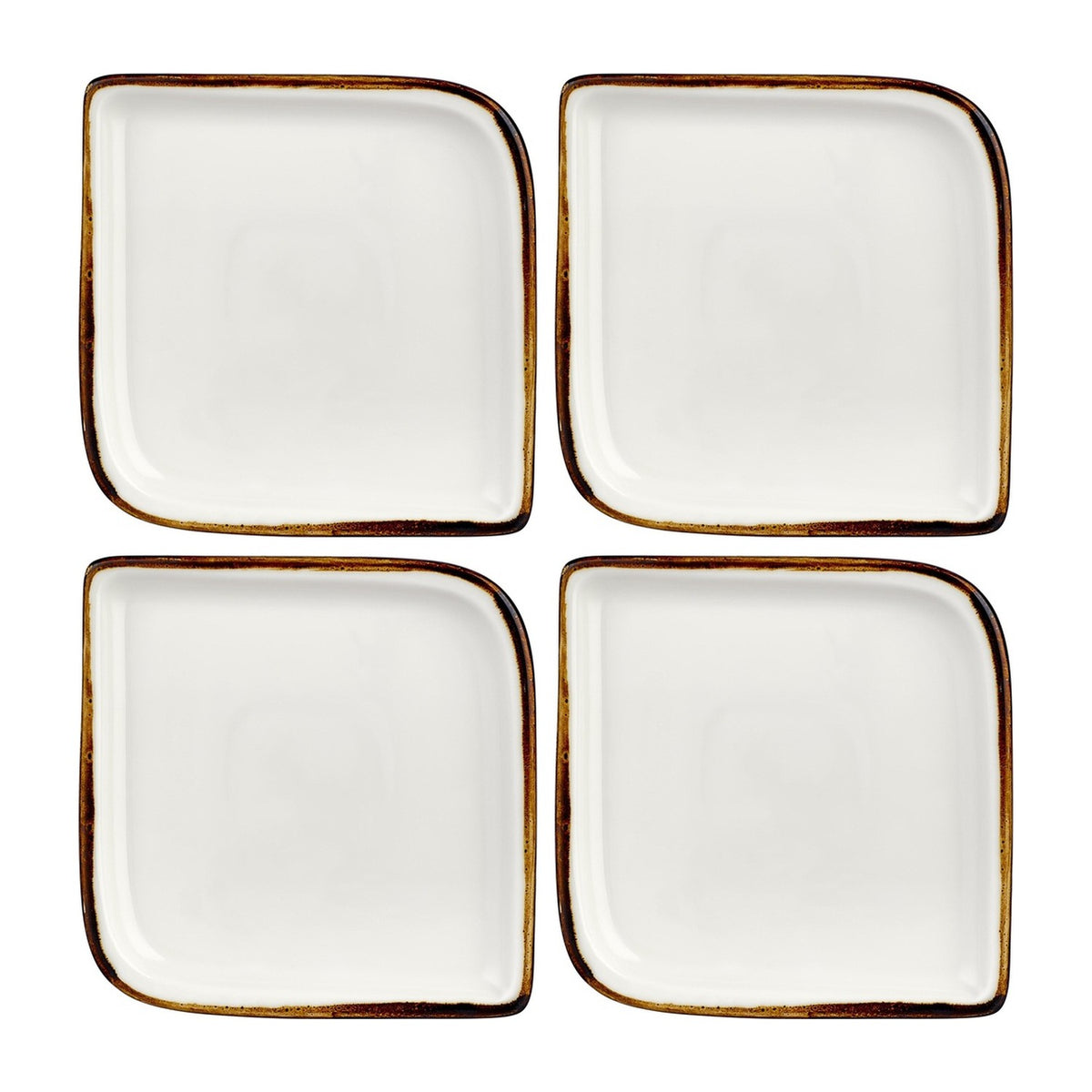 Gleam 6" x 6" Square Brown Vitrified Plate (Set of 4)