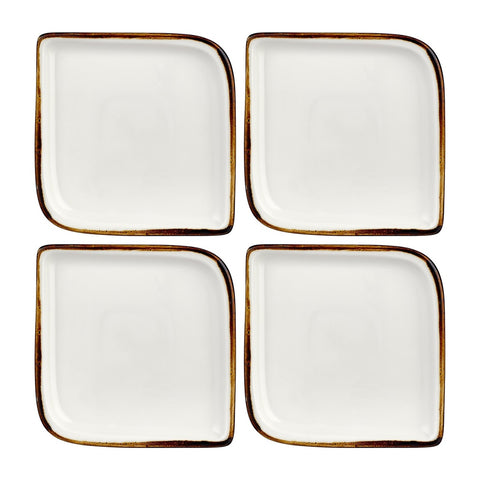 Gleam 6" x 6" Square Brown Vitrified Plate (Set of 4)