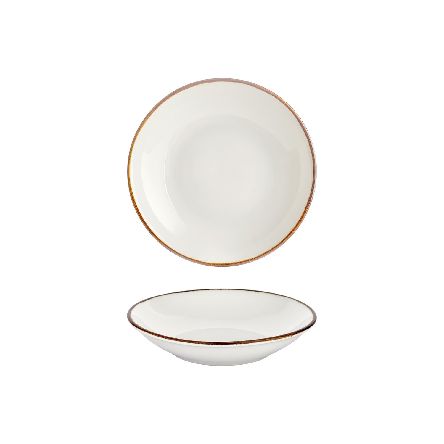 Gleam dia.9" h:1.75" 34 oz. Round Brown Vitrified Deep Plate (Set of 6)