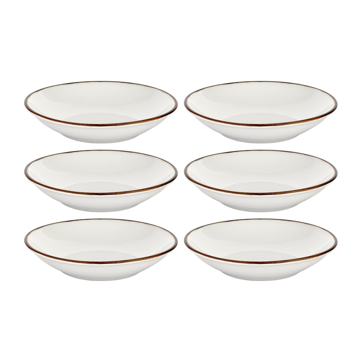 Gleam dia.9" h:1.75" 34 oz. Round Brown Vitrified Deep Plate (Set of 6)
