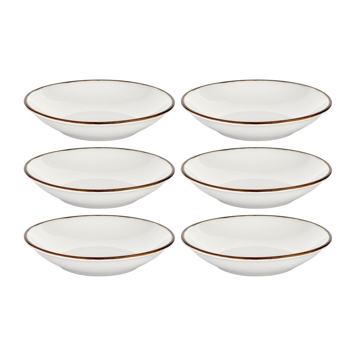 Gleam dia.9" h:1.75" 34 oz. Round Brown Vitrified Deep Plate (Set of 6)