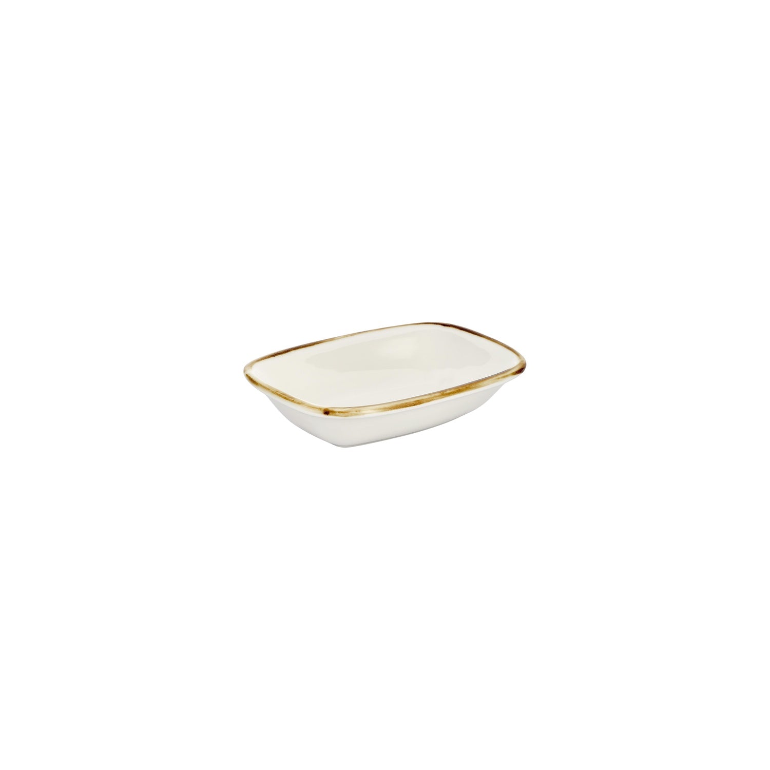 Gleam 7.75" x 5.5" x h:0" Rectangular Brown Vitrified Deep Plate (Set of 4)