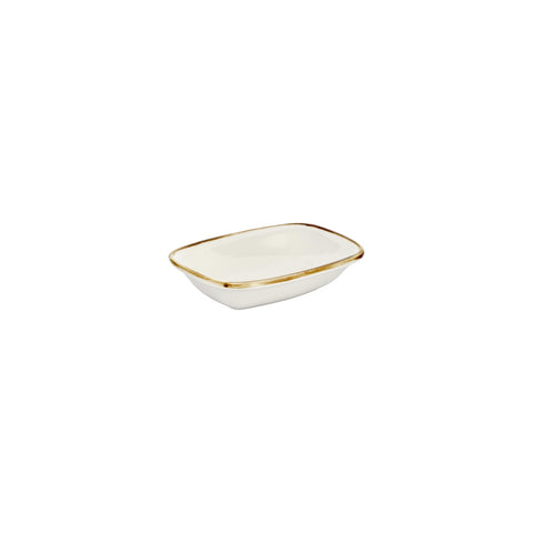Gleam 7.75" x 5.5" x h:0" Rectangular Brown Vitrified Deep Plate (Set of 4)