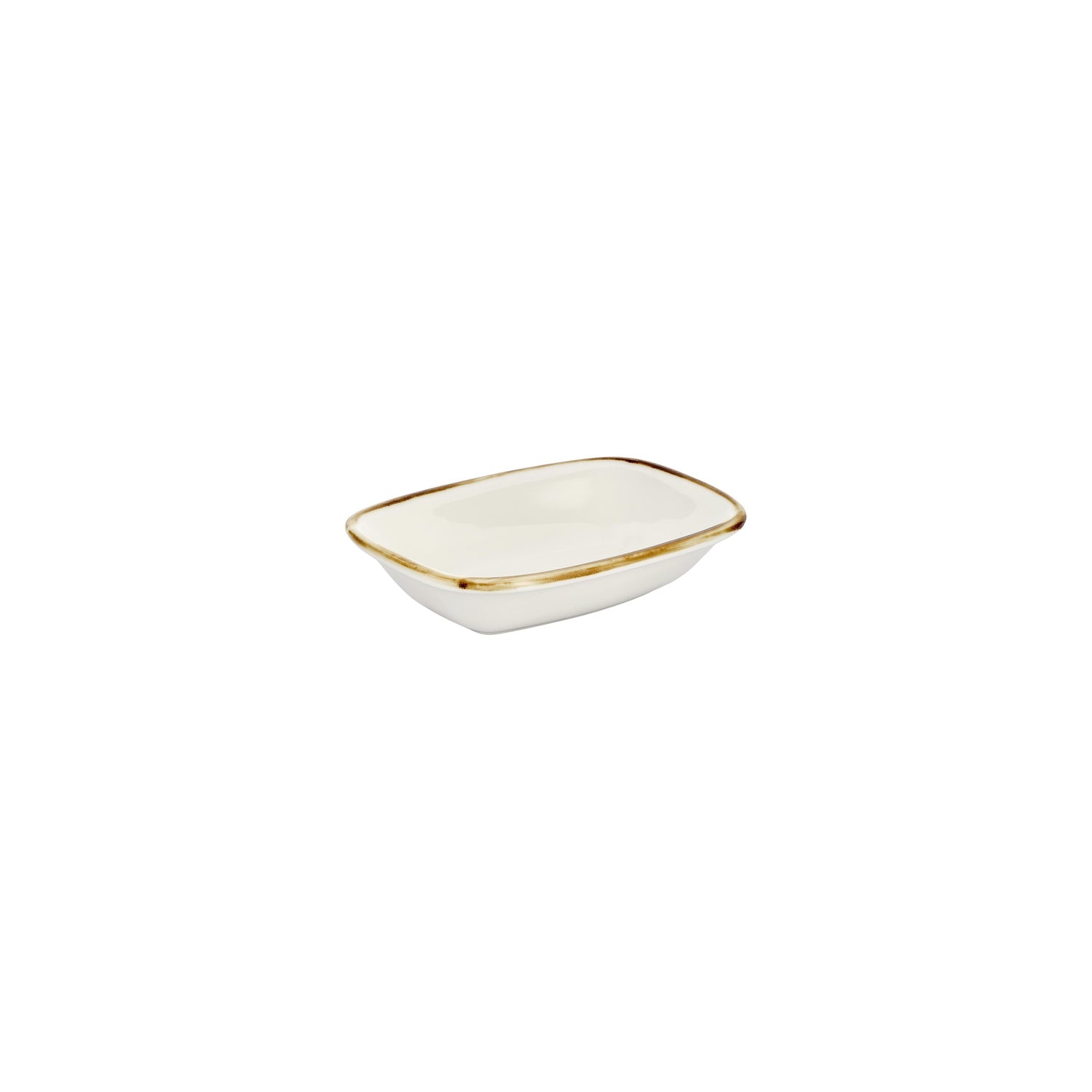 Gleam 7.75" x 5.5" x h:0" Rectangular Brown Vitrified Deep Plate (Set of 4)
